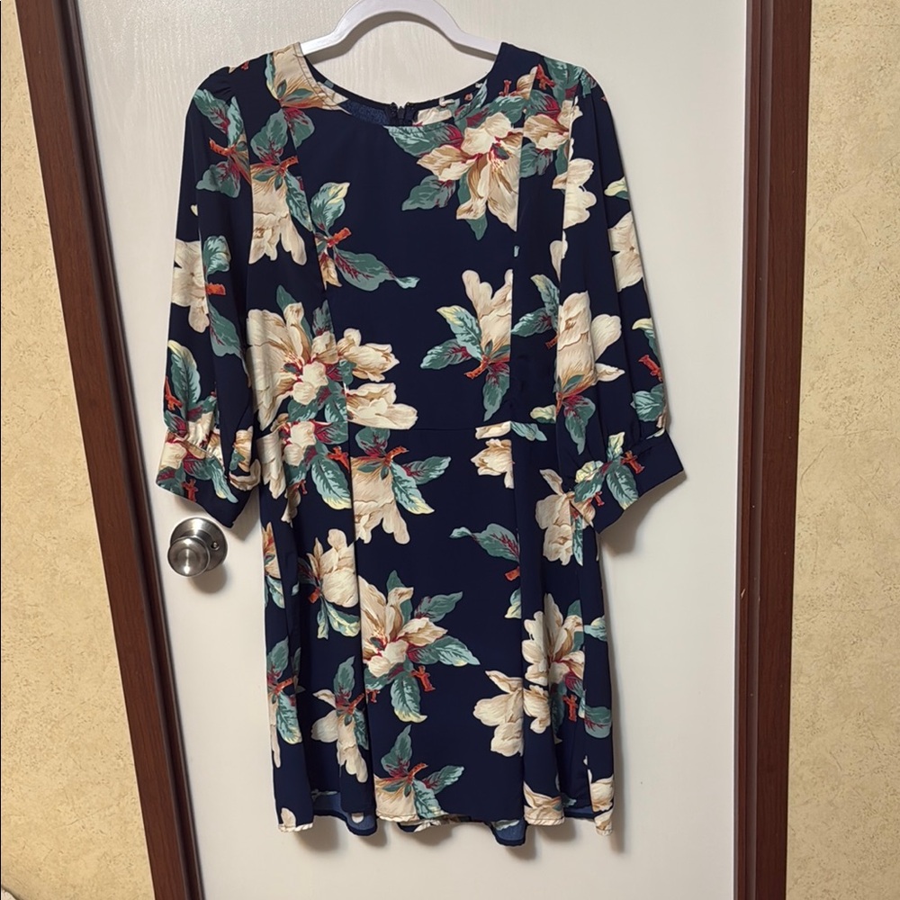 Floral Navy Dress Size L